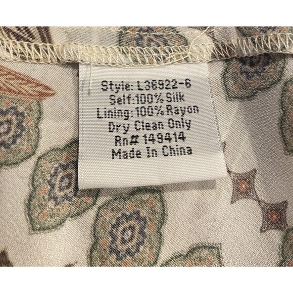 Johnny Was Jade Cruz Maxi Dress Boho 100% Silk Tie Waist Cream Blue Medium M - Picture 8 of 8